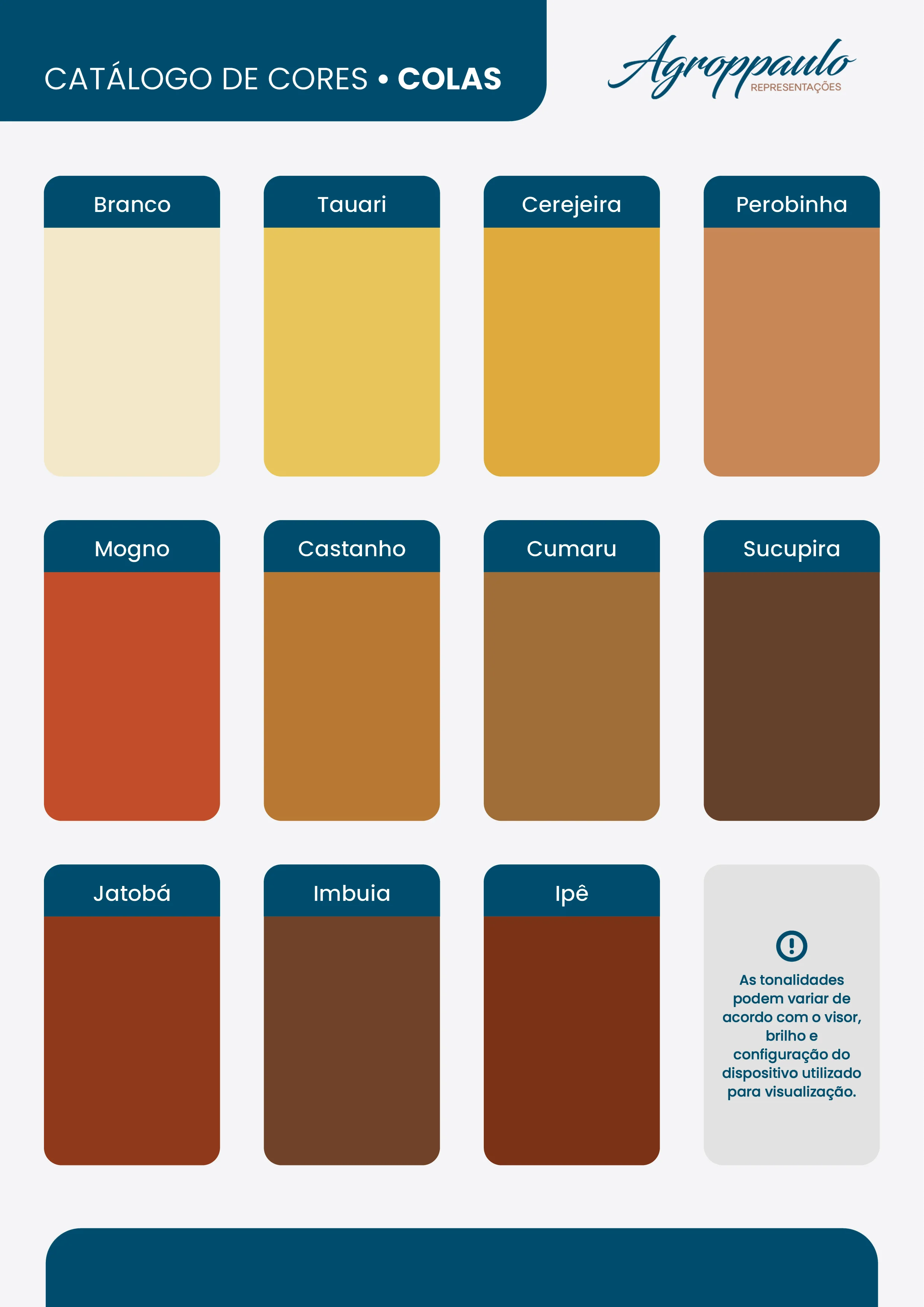 Catálogo de cores das colas AGROPPAULO